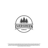 evergreen logo design vintage. pine tree logo in vintage badge. vector