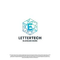 business letter E logo design for technology, lab, science, computing company vector