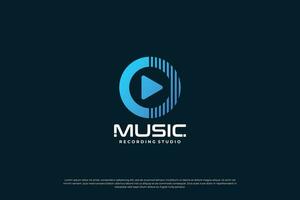 Music player logo design. Music with icon play logo concept. vector