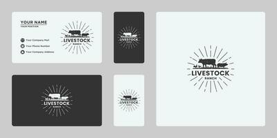 retro livestock logo design farming and ranch vector