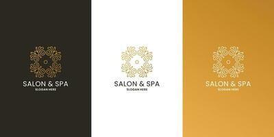 feminine beauty salon and spa logo design. flower ornament for salon spa and branding vector