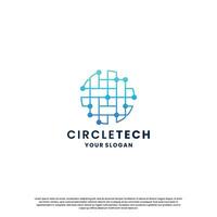 world technology logo design. abstract logo for technology. circle and circuit connection concept vector