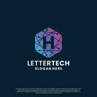 modern letter H technology logo design with gradient color vector