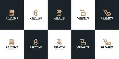 collection letter B logo icon. B initial logo design with golden color vector