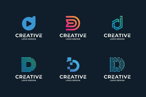 Collection of letter D logo design. Letters D logo symbol vector template.