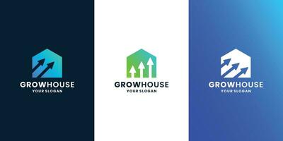 grow house logo design with gradient color vector