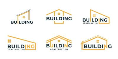 set of building construction logo design template. Building architecture logo collection. vector