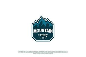 Mountain exploration logo design. Mountain travel emblem. Mountain expedition adventurer. vector