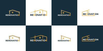 set of building construction logo design template. Building architecture logo collection. vector