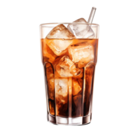 ai genererad iced kaffe ,kyld bryggt kaffe med is ,med transparent bakgrund. png