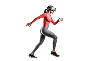 AI generated Runner with a virtual reality headset isolated on transparent background. png