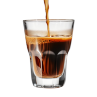 ai generiert tropfen Kaffee mit ein Schuss von Espresso auf transparent Hintergrund png