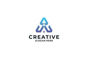 Creative Letter A logo design with creative triangle concept. vector