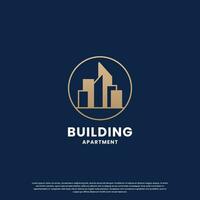 building logo design creative with golden color vector