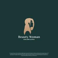 luxury beauty woman logo design. emblem label cosmetic logo vector