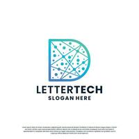 creative letter D tech, science, lab, data computing logo design for your business identity vector