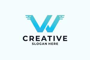 Creative letter W logo design with digital, fast, connection concept. vector