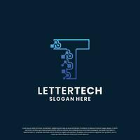 creative letter T tech, science, lab, data computing logo design for your business identity vector