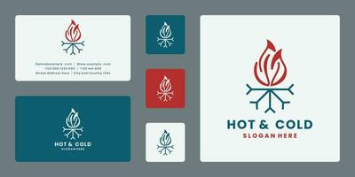 hot and clod symbol logo design template combination snow and fire vector