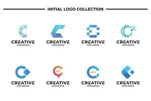 Set of creative letter C logo design template. Business logotype, Brand symbol and Icon abstract. vector