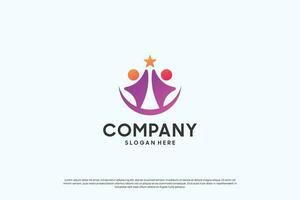 Success human logo design. abstract people with unity concept. vector