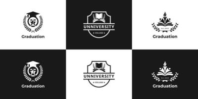 conjunto de universidad, academia y colegio logo diseño insignia. Universidad emblema modelo. vector