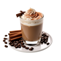 ai generato moca di un' combinazione di caffè espresso, al vapore latte, e cioccolato ,insieme a trasparente sfondo. png