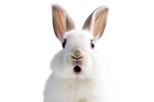 AI generated Happy white cute rabbit isolated on a transparent background. png