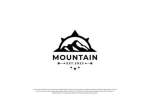 Creative mountain compass combination logo design vector