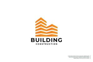 Creative building logo design inspiration with line art style. vector