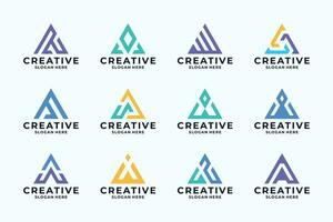 Colorful letter A logo with triangle concept. vector