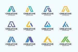 Abstract  symbol with letter A logo design collection. vector