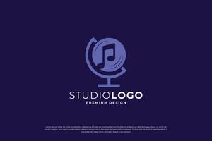 music world logo design inspiration. studio music logo template. vector