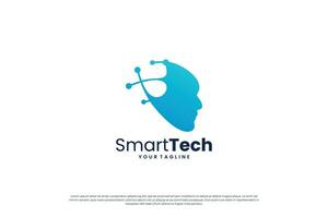 Future artificial intelligence logo design. Digital brain connection logo. vector