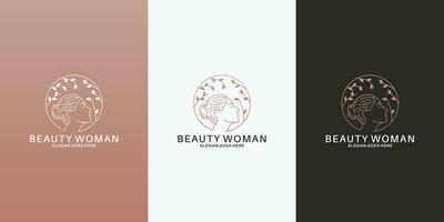 women and leaf logo design for your saloon, spa, cosmetic vector