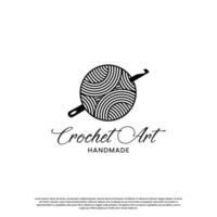 Handmade crochet and knitting logo design. For business authors of handicraft products. vector