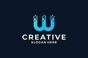 Creative letter W logo design with digital, fast, connection concept. vector