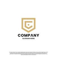 creative letter C combine with shield logo design monogram for your business identity vector