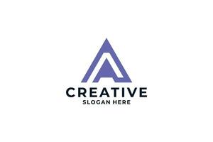 Creative Letter A logo design with creative triangle concept. vector