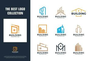 set of building architecture logo design inspiration. vector