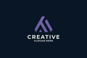 Letter A logo design with creative triangle concept. vector