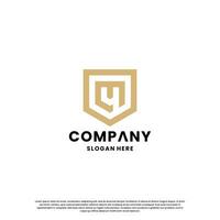 creative letter 4 combine with shield logo design monogram for your business identity vector