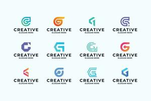 Collection of creative letter G logo design. Abstract symbol logo design inspiration. vector