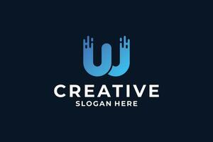 Creative letter W logo design with digital, fast, connection concept. vector