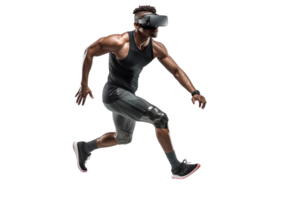 ai genererad löpare med en virtuell verklighet headsetet isolerat på transparent bakgrund. png
