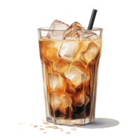 AI generated Iced Coffee ,Chilled brewed coffee with ice ,with transparent background. png