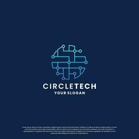 world technology logo design. abstract logo for technology. circle and circuit connection concept vector