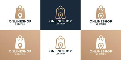 luxury online shop location logo design collection vector