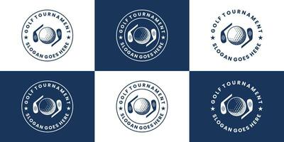 conjunto de Insignia golf logo diseño retro estilo vector