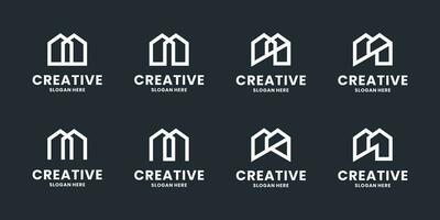 set of creative initial letter M logo design template vector